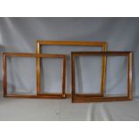 A LATE 19TH / EARLY 20TH CENTURY MAPLE FRAME, frame W 5 cm, rebate 76 x 61 cm, together with two