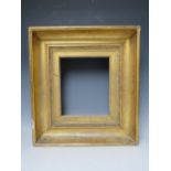 AN 18TH CENTURY GOLD FRAME, with design to inner edge, frame W 10 cm, rebate 27 x 23 cm