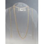 A 9CT GOLD FIGARO LINK NECKLACE STAMPED 375, together with a 9K gold fine link necklace, approximate