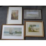 (XIX-XX). Four watercolours - a study of Sienna May 1882, unsigned , framed and glazed, 14 x 33