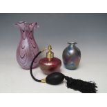 A LANMARA LUSTRE GLASS BUD VASE. signed to base Lanmara, 1996, AU V2 No.14, H 11 cm, together with a