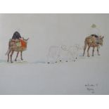 CHRISTOS V. RHODOS (XX). Study of a peasant man and woman on donkeys, the man leading two goats,