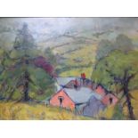 MYRIAM BURTON (XX). Impressionist wooded landscape with cottage at Yealand Conyers, see verso,