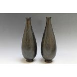 A PAIR OF ORIENTAL BRONZE TYPE VASES, H 24.5 cm