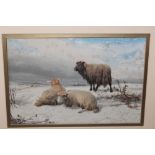 THOMAS SIDNEY COOPER (19803-1902). Sheep in a snowy Winter landscape, signed lower right and dated