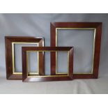 THREE 19TH CENTURY ROSEWOOD FRAMES WITH SLIPS, average frame W 6.5 cm, smallest rebate 43 x 36 cm,