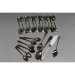 A COLLECTION OF HALLMARKED SILVER FLATWARE, various dates and makers etc., to include a set of 12