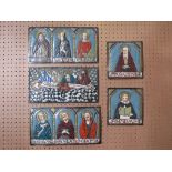 A QUANTITY OF EARLY ENAMELLED METAL PLAQUES, eight studies of Saints and a study of Jesus Christ and