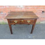 A 19TH CENTURY OAK SIDE TABLE, with single frieze drawer, H 74 cm, W 91 cm