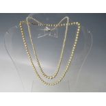TWO CIRO PEARL NECKLACES WITH 9CT GOLD CLASPS, together tih two examples having silver clasps etc.