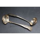 A HALLMARKED SILVER OAR PATTERN TODDY LADLE BY JAMES MCKENZIE II - EDINBURGH 1815, L 15 cm, together