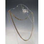 A 9KT FLAT LINK CHAIN NECKLACE, marked to clasp and fittings, approximately 15.3 g