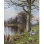 EDWARD WILKINS WAITE (1854-1924). 'In Primrose Time 1893', signed lower right and dated 1892, oil on