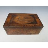 AN EARLY PRISONER OF WAR STRAW WORK DECORATIVE BOX, with two inner lidded compartments, H 11 cm, W