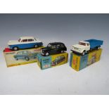 A VINTAGE BOXED DINKY CAR B.M.W. 2000 TILUX, together with two vintage boxed Corgi cars - an