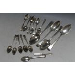 A COLLECTION OF HALLMARKED SILVER FLATWARE, to include a set of six bright cut teaspoons by Peter