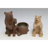 TWO BLACK FOREST STYLE BEAR FIGURES, tallest H 12 cm