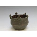 A SUB CONTINENTAL STYLE BRONZE TYPE INCENSE BURNER, Dia 10 cm