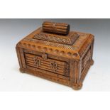 A HEAVILY CARVED CIGAR HUMIDOR BOX, W 28 cmCondition Report:split at one corner join