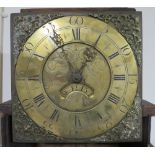 RICH SCHOFIELD - A BRASS FACED LONGCASE CLOCK WITH 30 HOUR MOVEMENT, the face with Roman and