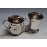 TWO HALLMARKED SILVER CHRISTENING CUPS, various dates and makers, approx combined weight 187g,