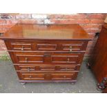 AN ANTIQUE OAK CHEST OF FOUR DRAWERS IN THE JACOBEAN STYLE, each drawer with typical geometric