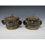 TWO 19TH CENTURY SHIPS OIL LANTERNS, one with makers name 'Simpson Lawrence, Glasgow', average