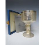 AN ELIZABETH II ROYAL COMMEMORATIVE LIMITED EDITION SILVER GOBLET,by Christopher Nigel Lawrence,