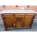 A REGENCY ROSEWOOD MARBLE TOPPED CHIFFONIER, having three frieze drawers above three cupboards,