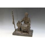 A LARGE BRONZE STYLE FIGURE OF SHAMAN, H 33.5 cm