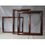 THREE 19TH CENTURY ROSEWOOD FRAMES, average frame W 6 cm, smallest rebate 70 x 53 cm, largest rebate