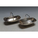A NOVELTY PAIR OF HALLMARKED SILVER GARDEN TRUGS BY JAMES DIXON & SON - SHEFFIELD 1909, approx