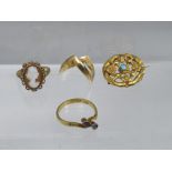 TWO HALLMARKED 9CT GOLD DRESS RINGS, approximate combined weight 4.9 g, together with an unmarked