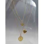 A HALLMARKED 9CT GOLD ST CHRISTOPHER PENDANT ON CHAIN, approximately 7 g, together with a 9ct gold