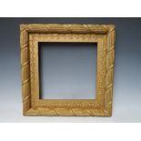 A 19TH CENTURY GOLD ROPE EFFECT FRAME, with decorative gold slip, with restoration, frame W 3.5