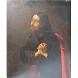 FOLLOWER OF GERRIT VAN HONTHORST (1590-1656). Christ kneeling with hands clasped, oil on canvas,