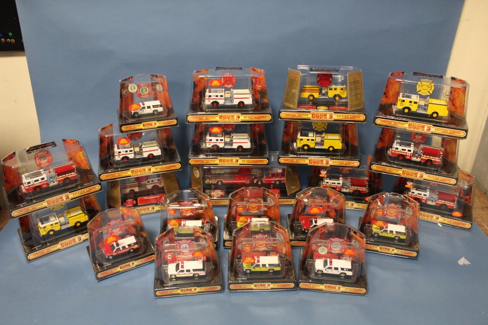 TWENTY FIVE BOXED CODE 3 COLLECTABLES EMERGENCY SERVICE VEHICLES, all limited edition, 1:64 scale,