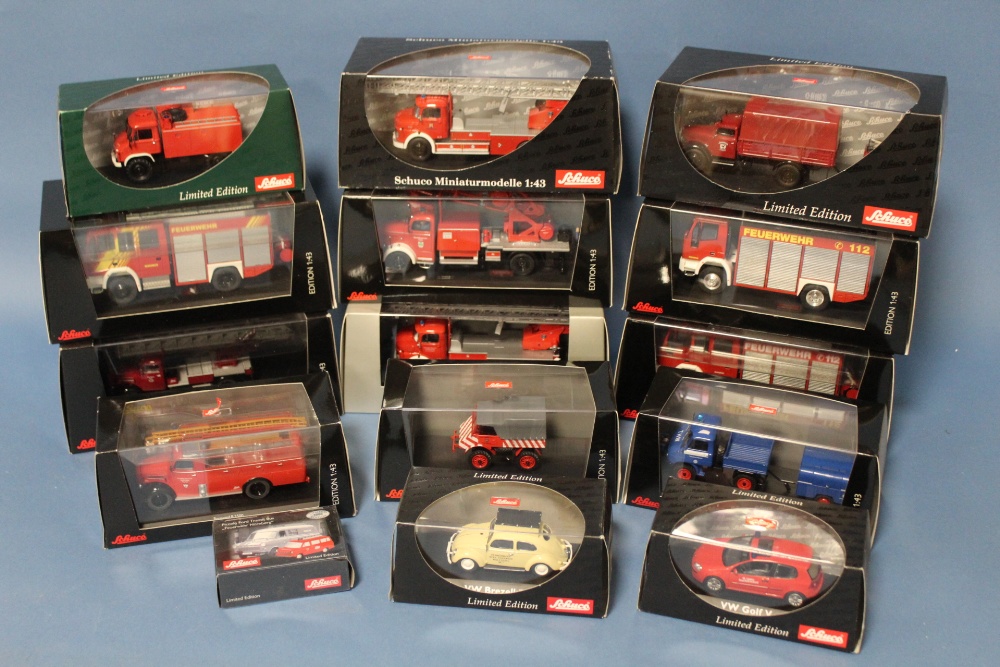 FIFTEEN BOXED SCHUCO EMERGENCY SERVICE VEHICLES, some limited edition, mostly 1:43 scale