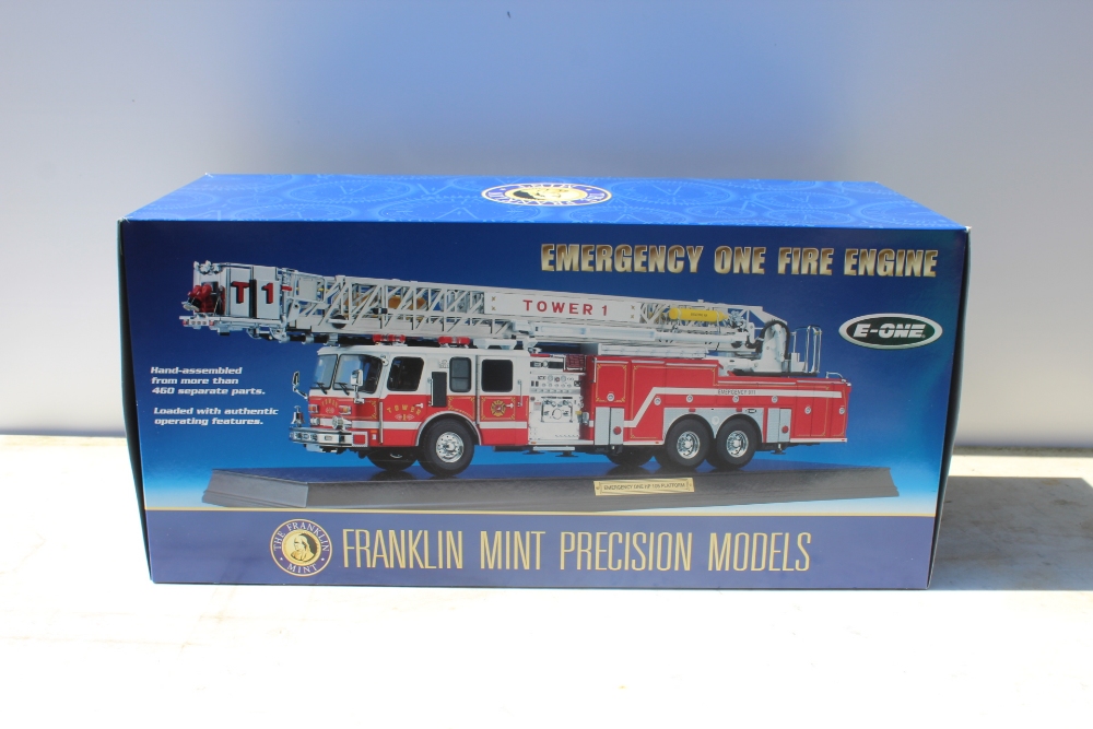 THE FRANKLIN MINT PRECISION MODELS, a boxed E-One Emergency One Tower One fire engine, scale 1:32,