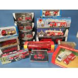 SIXTEEN BOXED FIRE ENGINES, by Motormax, Vitese, Solido etc.