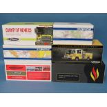 SIX BOXED 1:50 SCALE MODEL FIRE ENGINES, by Pierce, Kern County etc