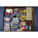 A TRAY OF CARDED VEHICLES BY SIKU, Matchbox, Matel etc., together with a collection of boxed 1:87