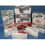 THIRTEEN BOXED FIRST GEAR VEHICLES, to include 1960 Mack Chicago Fire Department tow truck 1:25