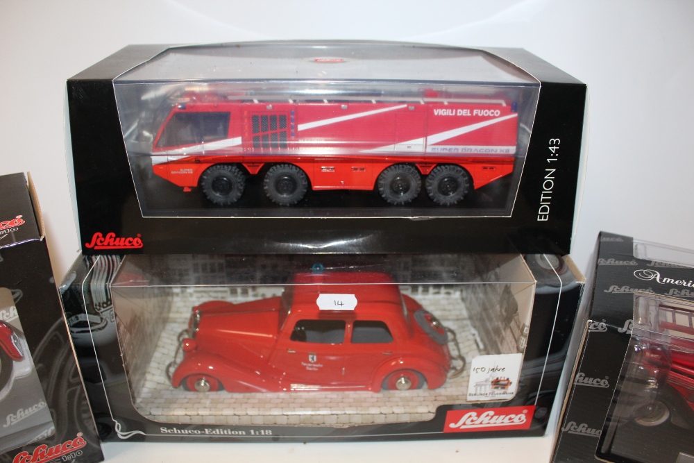 THREE BOXED SCHUCO FIRE VEHICLES, to include a 1:18 scale Mercedes Benz 00056, !:43 scale Iveco - Image 2 of 2