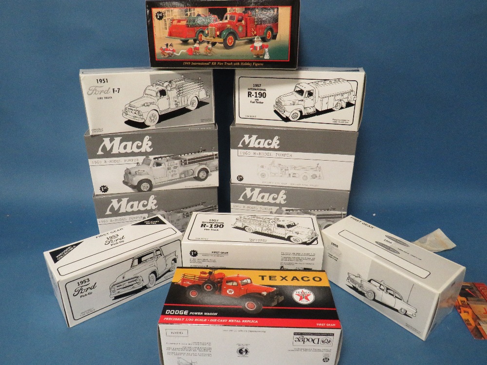ELEVEN BOXED FIRST GEAR VEHICLES, 1:34 scale and 1:30 scale, to include Texaco Dodge power wagon,
