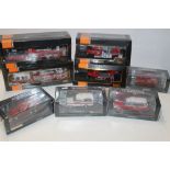 FOUR BOXED IXO FIRE ENGINES, TRF001, TRF013, TRF012, TRF002, together with four boxed Matrix