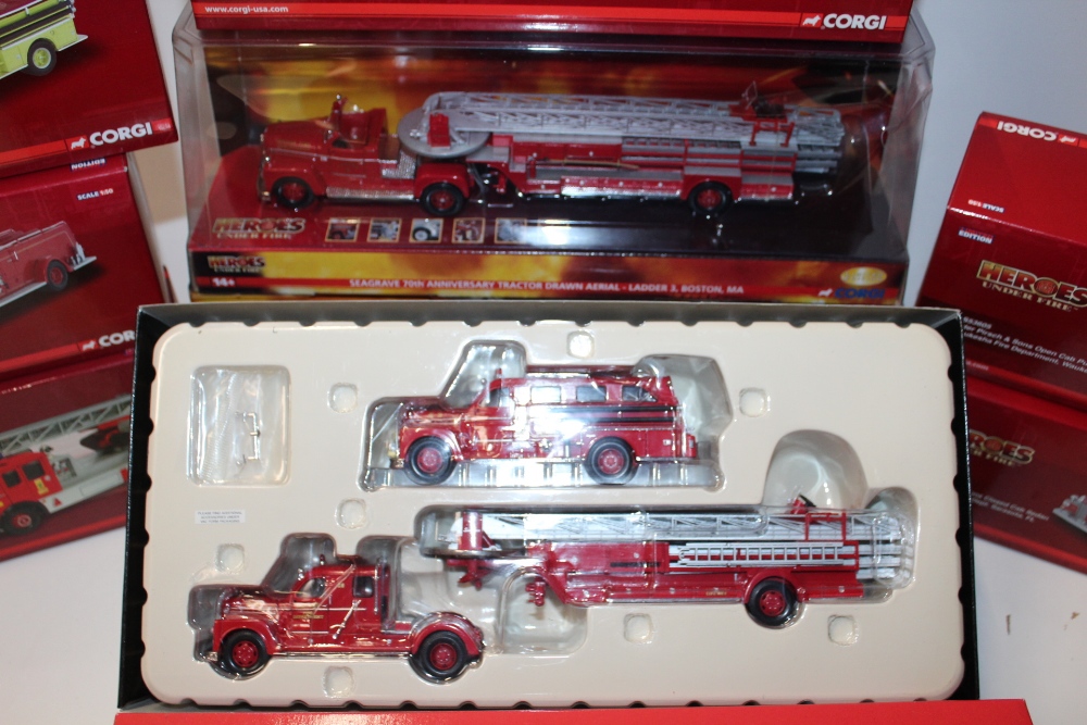 SEVEN BOXED 1:50 SCALE HEROES UNDER FIRE FIRE ENGINES, US99150, US52507, US52210, US53605, - Image 2 of 2