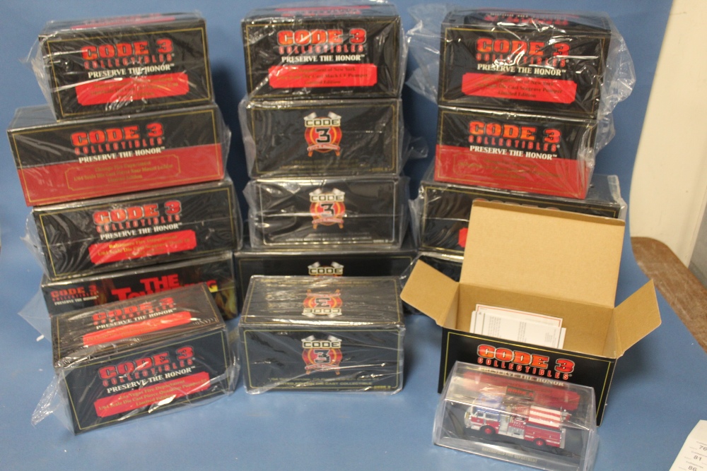 FIFTEEN BOXED CODE 3 COLLECTIBLES LIMITED EDITION 1:64 SCALE FIRE ENGINES, to include Seagrave Rea