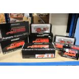 FIVE BOXED MINICHAMPS MAGIRUS DEUTZ MERKUR FIRE ENGINES, together with five other 1:43 scale
