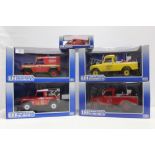 A COLLECTION OF UNIVERSAL HOBBIES DIE CAST LAND ROVER FIRE VEHICLES, mainly 1:18 scale